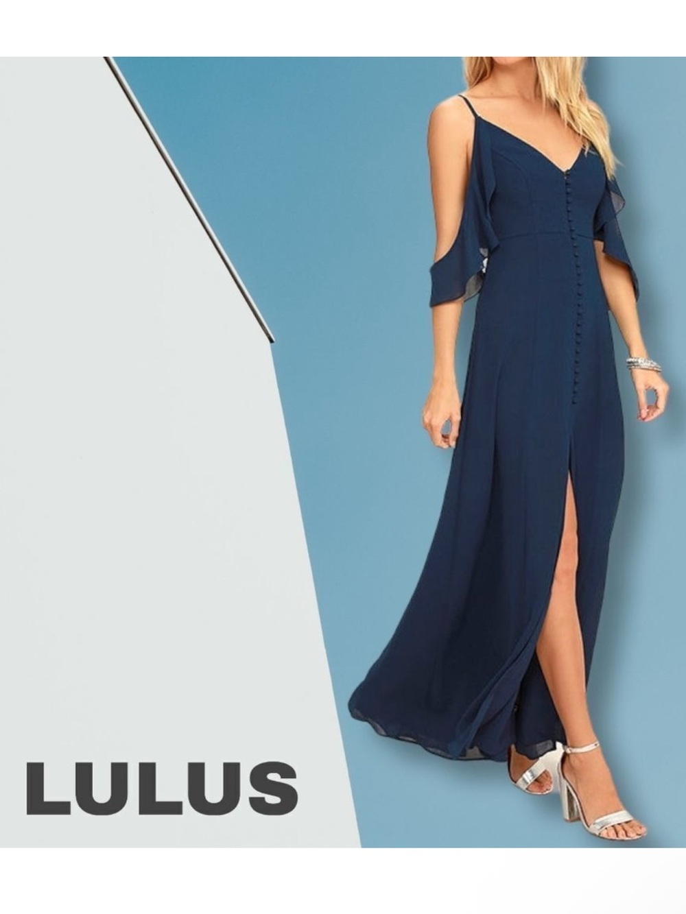 NWT LULUS You Found Me Navy Blue Maxi Dress S